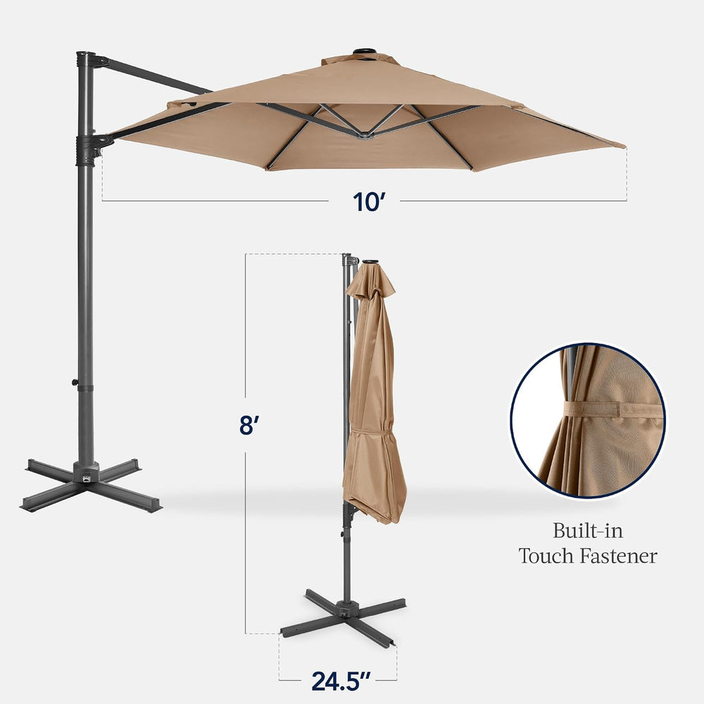 Best Choice Products 10ft Offset Cantilever Hanging Market Patio Umbrella, Sm...