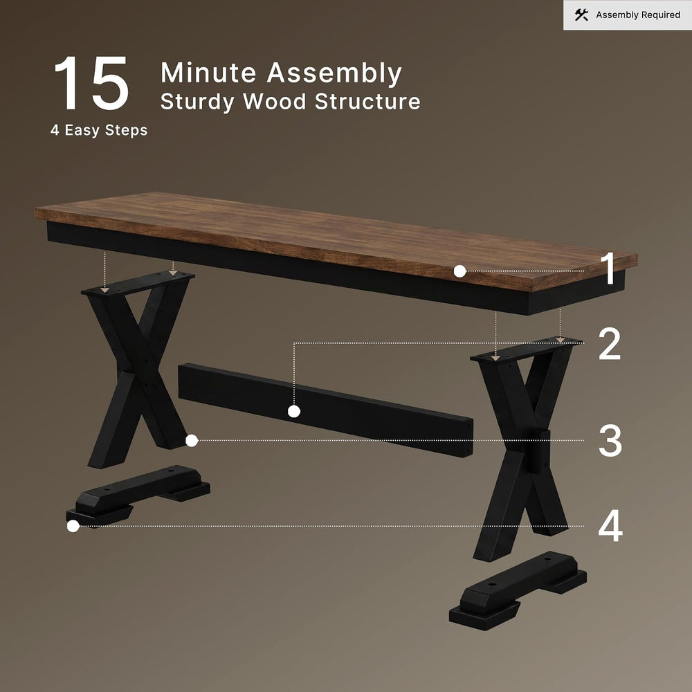 Signature Design by Ashley 1-Piece Wood Dining Bench, 48" 2-Tone Farmhouse