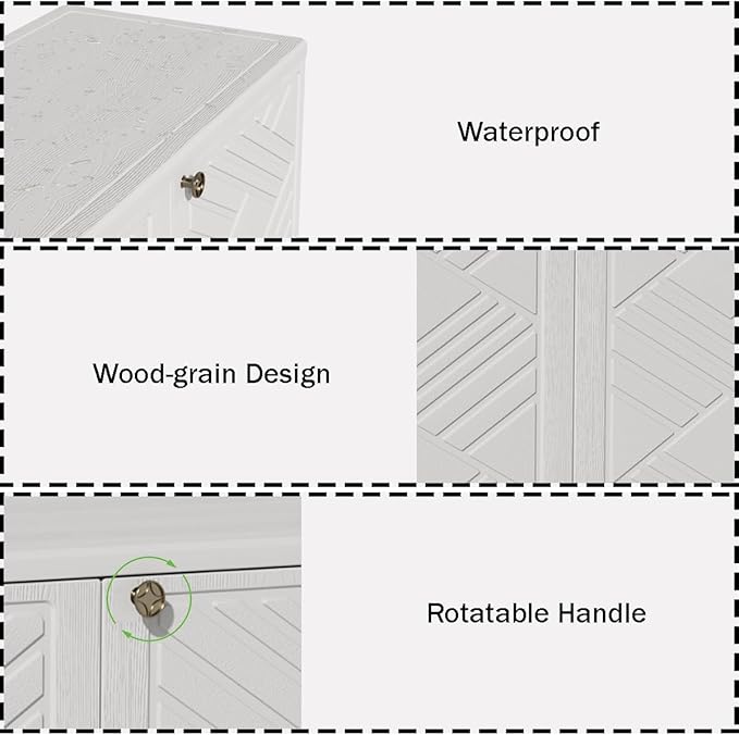 Outdoor/Indoor Storage Box,Resin and Plastic Storage Cabinet Waterproof,Outdo...