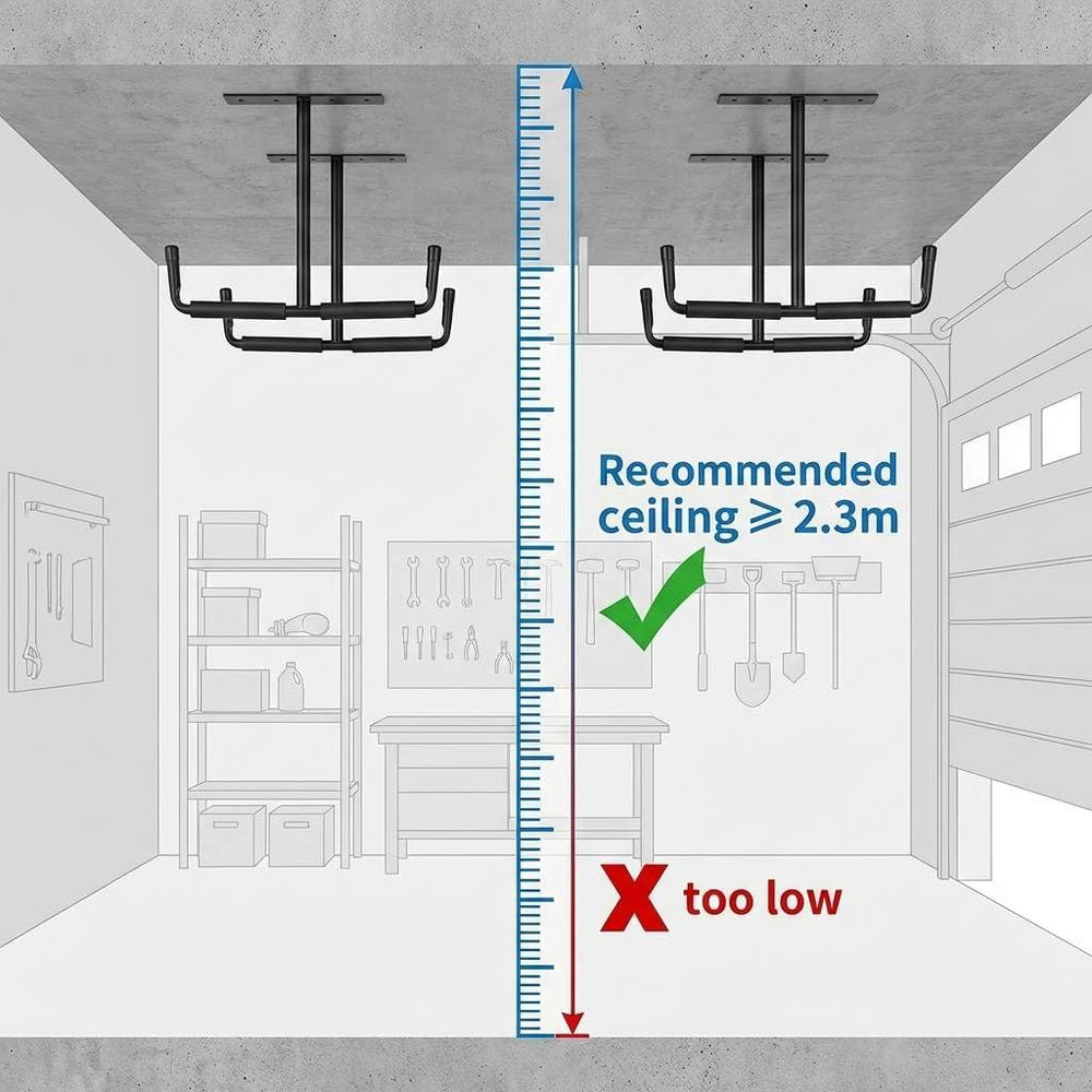 QWORK Overhead Ceiling Hooks Rack – Heavy Steel Storage Hangers for Garage, W...