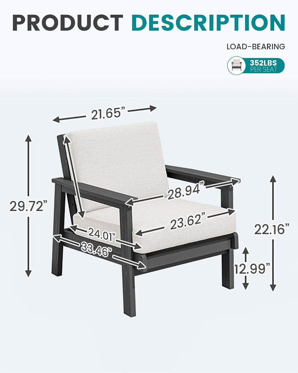 SERWALL HDPE Outdoor Sofa Set of 2
