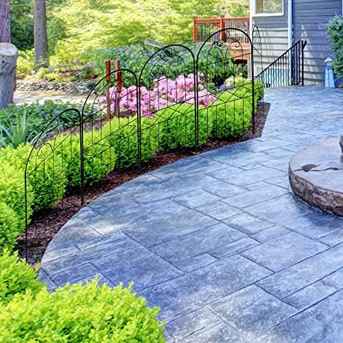 Decorative Garden Fence 30in (H) x 10ft (L), 10 Pack Rustproof Metal No Dig F...