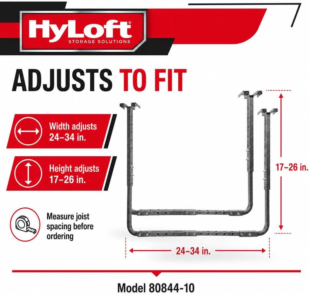 HyLoft Adjustable Garage Ceiling Mount Storage Rack Kit, Ceiling Shelving Mou...
