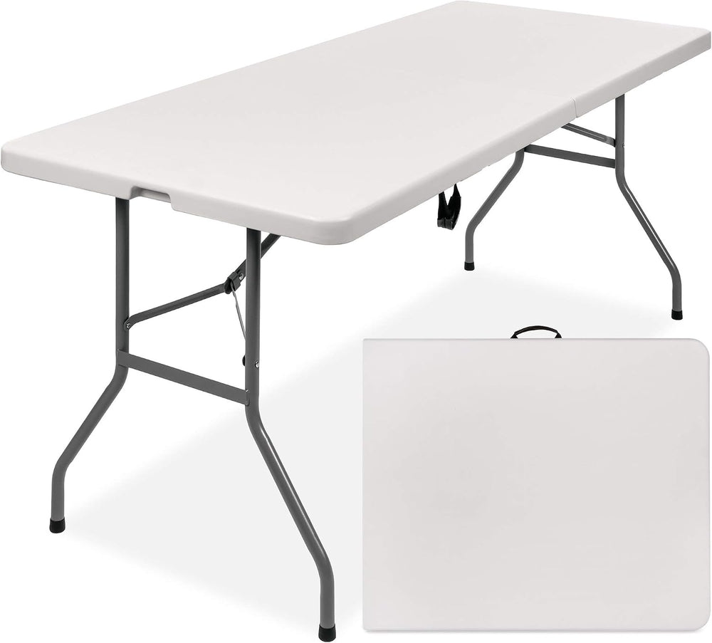 Best Choice Products 6ft Plastic Folding Table, Indoor Outdoor Heavy Duty Por...