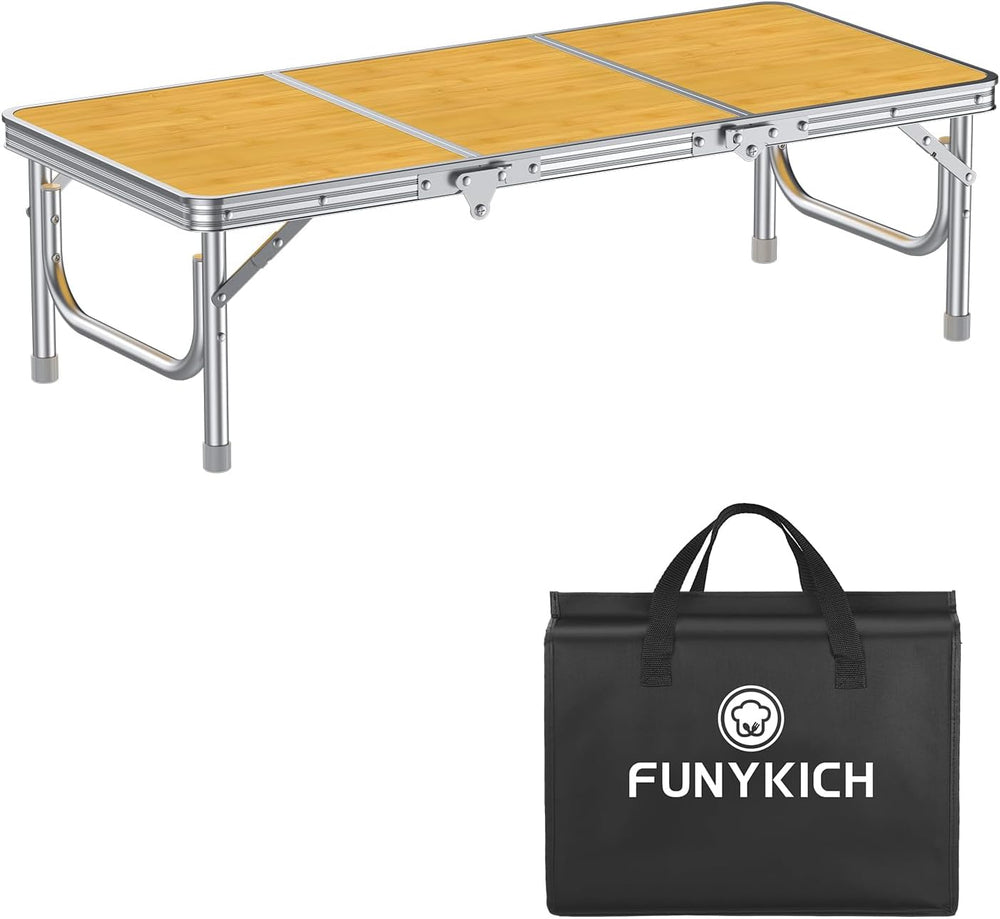 FUNYKICH 3ft Low Folding Camping Table with Carry Bag, 34.2'' Lx15.7&...