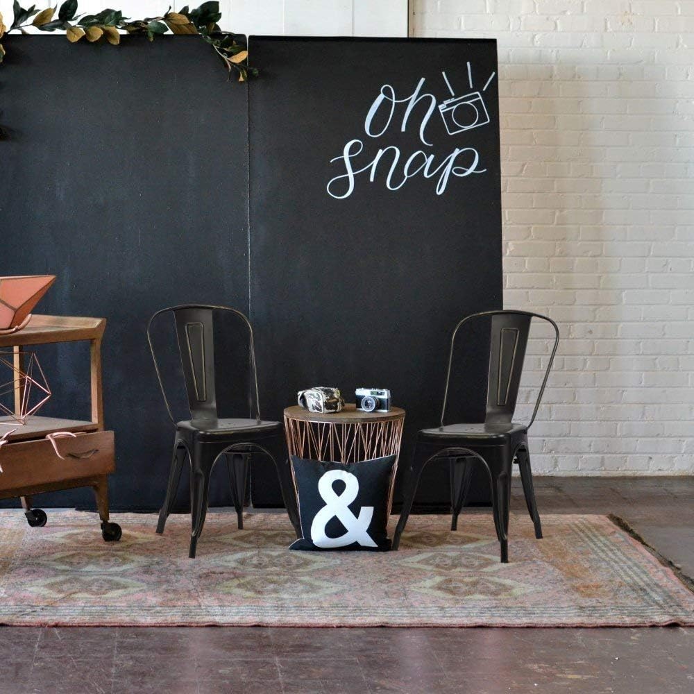 Furmax Metal Dining Chair Indoor Outdoor Use Stackable Chic Side Classic Trat...