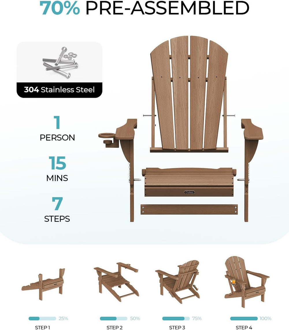 Folding Adirondack Chair Wood Texture, Patio Adirondack Chair Weather Resista...