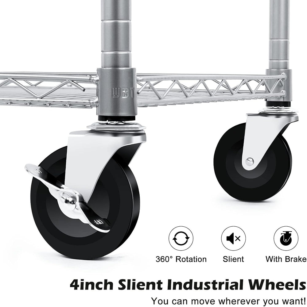 990Lbs Capacity Heavy Duty Rolling Utility Cart, NSF Rolling Carts with Wheel...