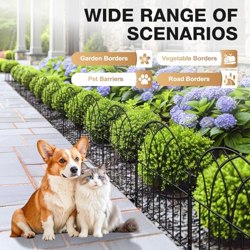 25 Pack Decorative Garden Fence Panels - 26.41Ft Arched Landscape Border with...