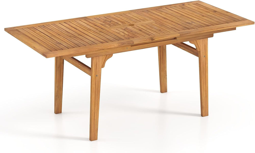 Tangkula 55"-71" Acacia Wood Extendable Patio Dining Table for 6-8 ...