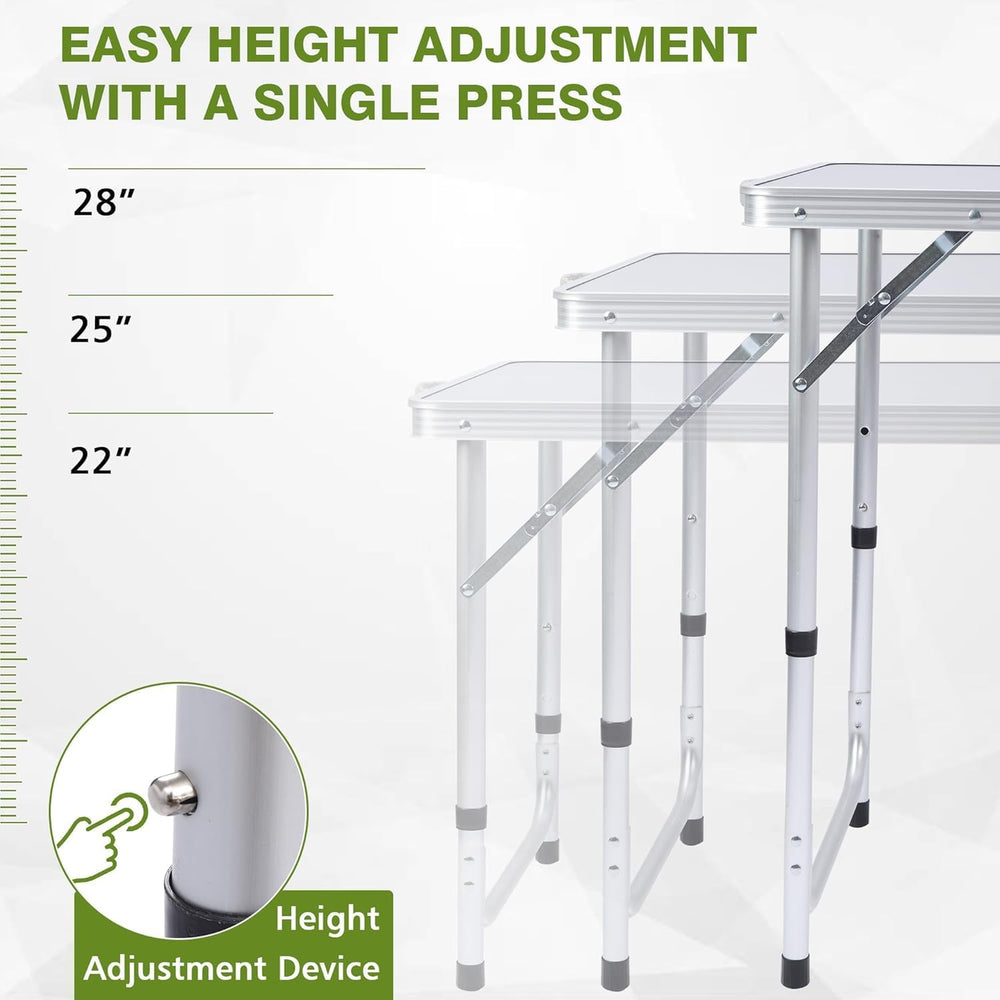 JOUYEK Camping Table, Folding Portable Kitchen Table with Storage Gray