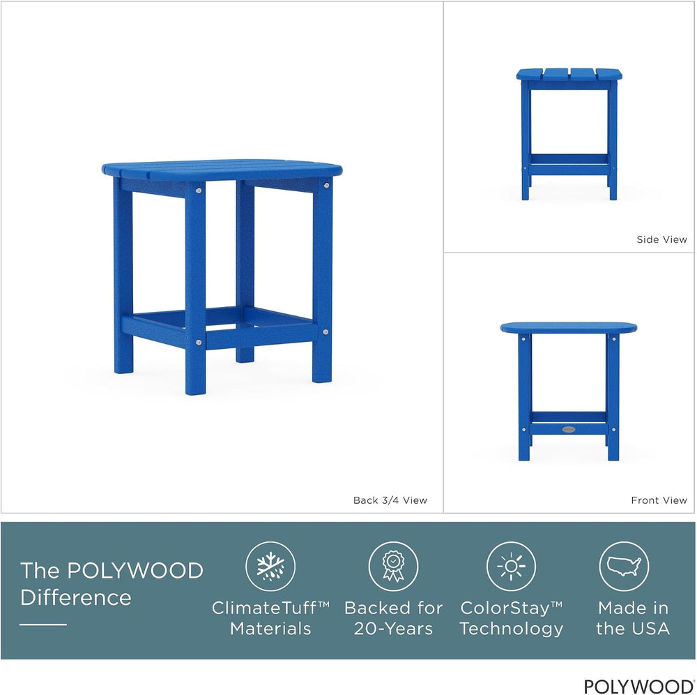 POLYWOOD SBT18PB South Beach 18" Outdoor Side Table, Pacific Blue