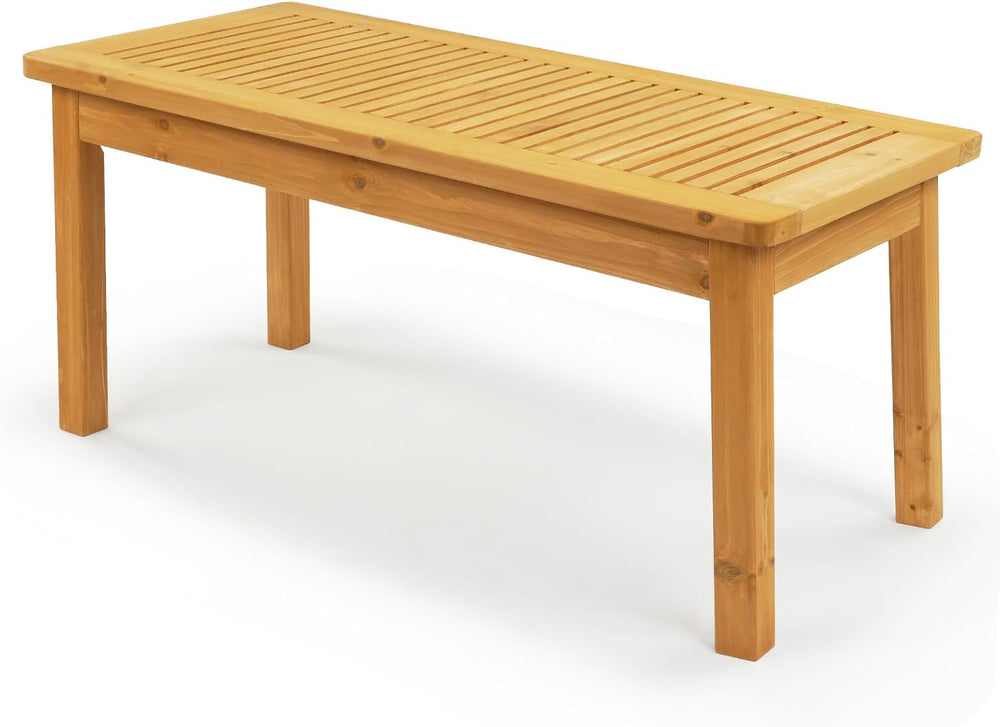 VINGLI Outdoor Wood Coffee Table, 35" Farmhouse Side Table for Patio, So...