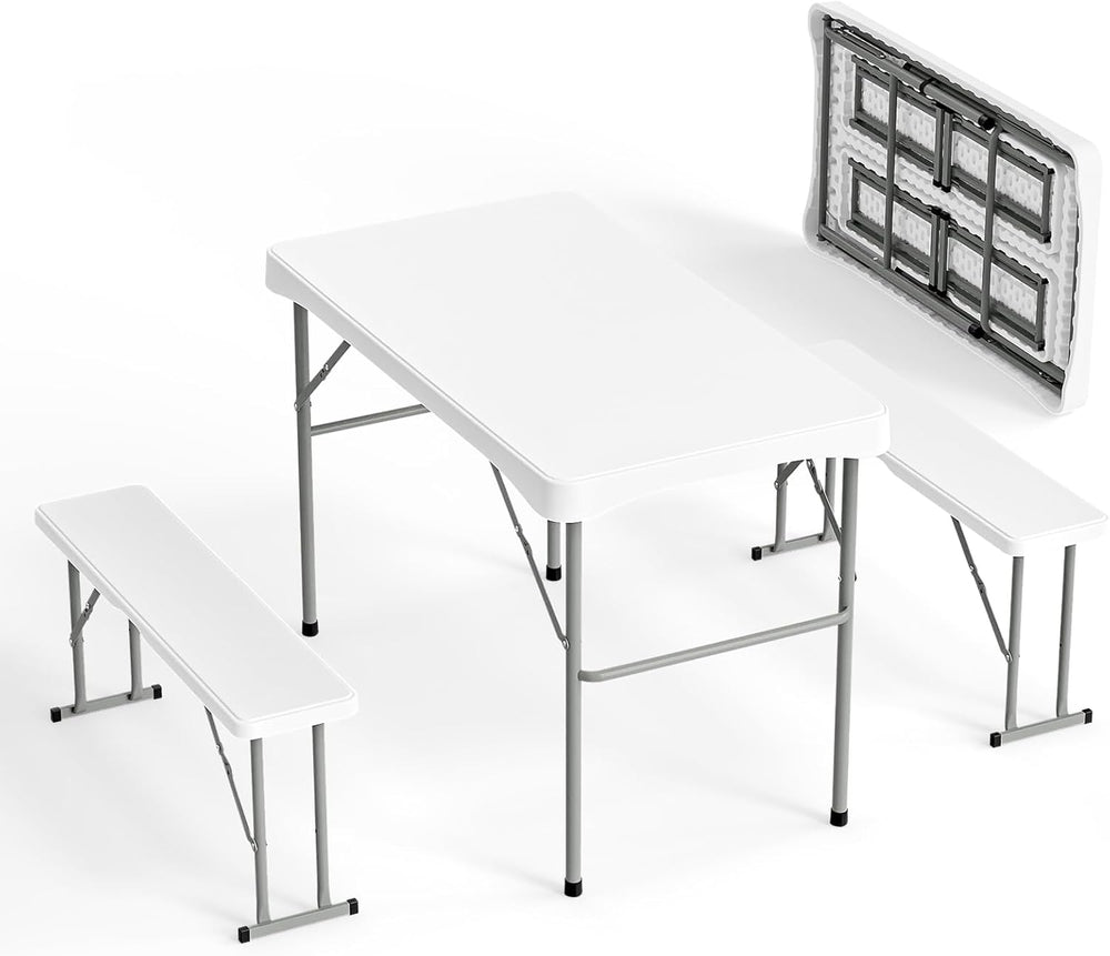 VINGLI Picnic Table Set with 2 Benches, 6 Feet Camping Table Chair Set, Heavy...