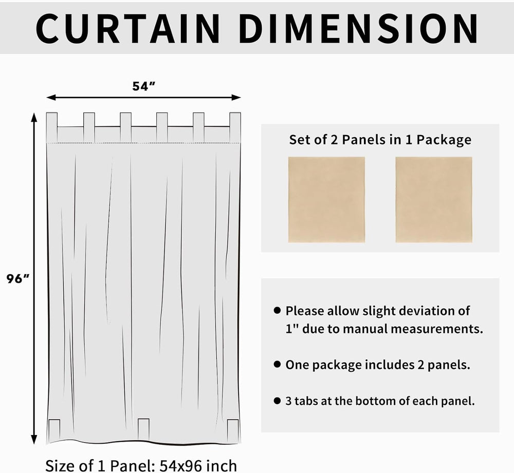 Easy-Going Outdoor Patio Curtains 2 Panels, 54x96 inch, Beige