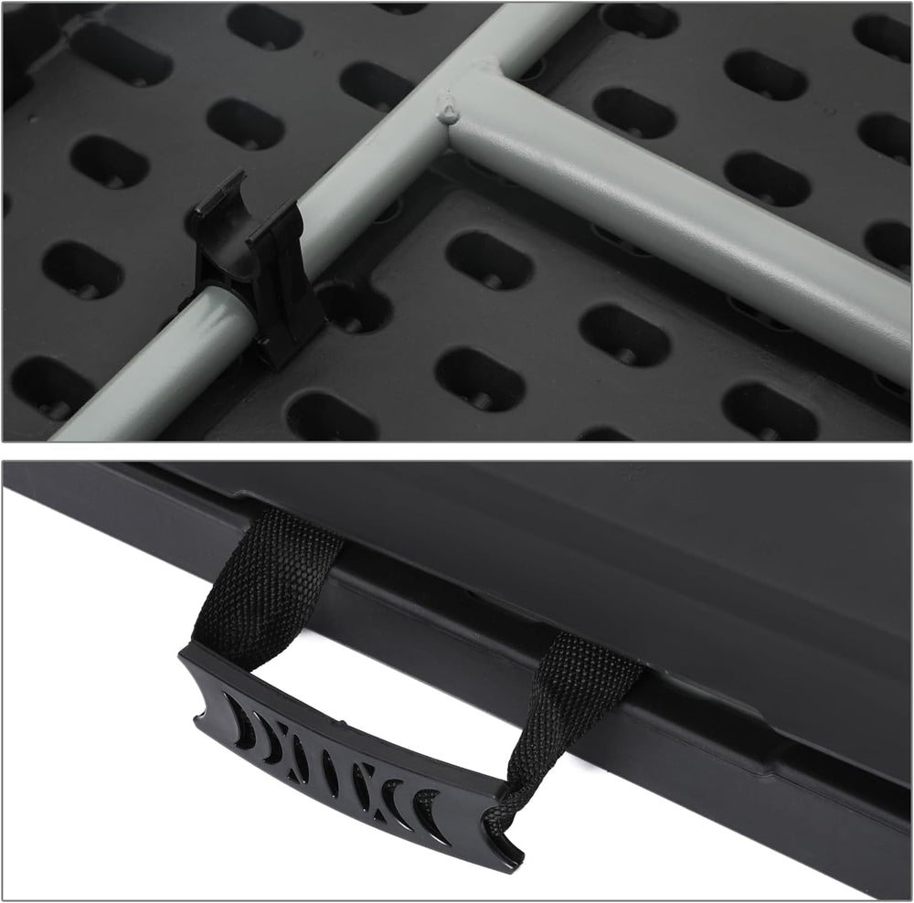 Magshion 6ft Plastic Foldable Table with Portable Handle, Black