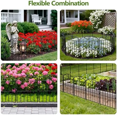 17in (H) x10.5ft (L), 10 Panels No Dig Decorative Garden Fence