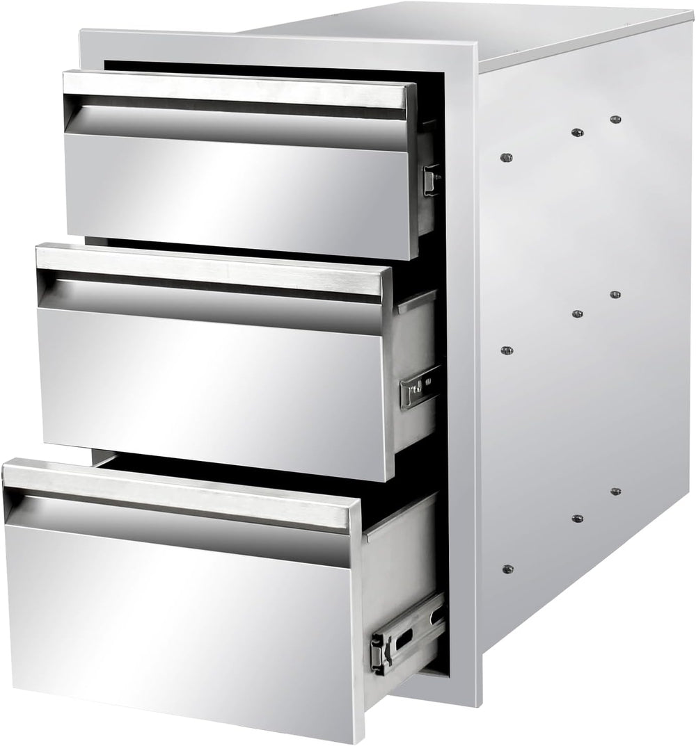 Outdoor Kitchen Drawers 14" W x 21" H x 23" D Triple BBQ Drawe...