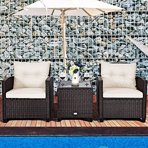 KOTEK 3 Piece Patio Furniture Set, White