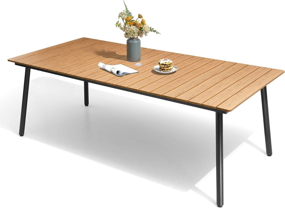 83" Patio Outdoor Dining Table for 8 Person with Wood-Grain Top