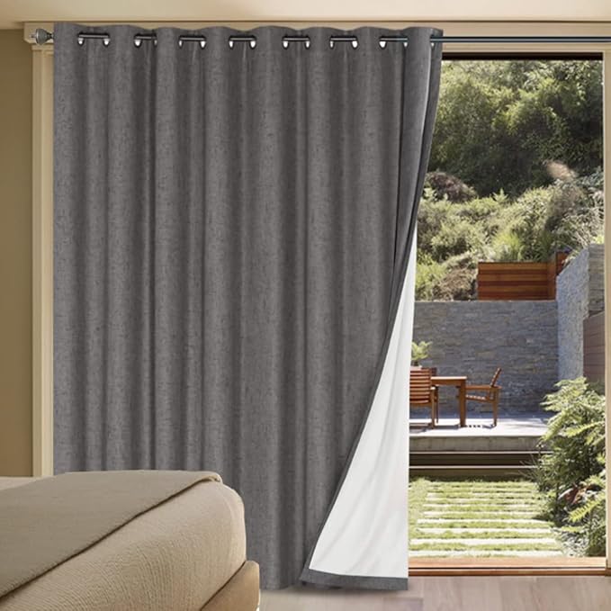 H.VERSAILTEX Linen Blackout Curtains Durable Thick Textured Linen Look 100% B...