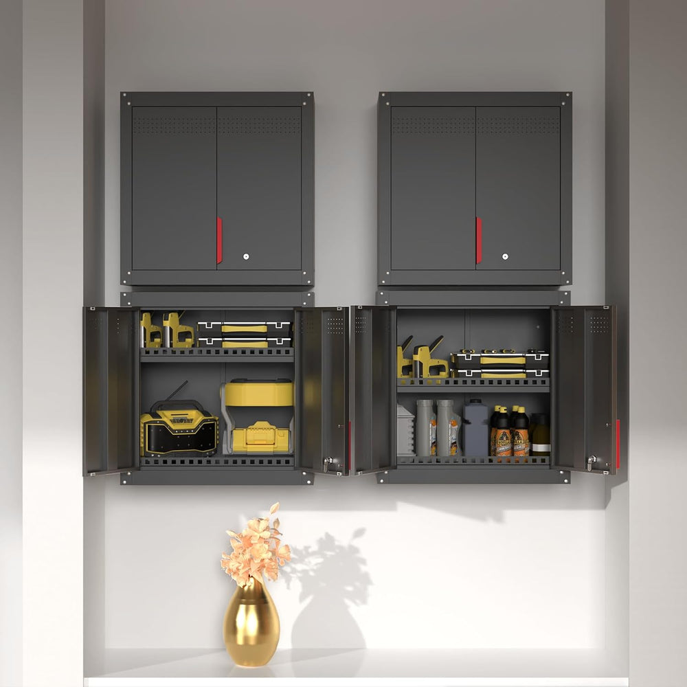 26" Metal Garage Wall Cabinet with Lockable Doors