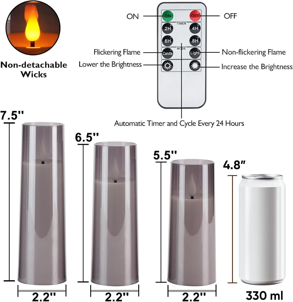 Amagic Grey Flameless Candles 9 Set, Battery Operated Halloween Candles