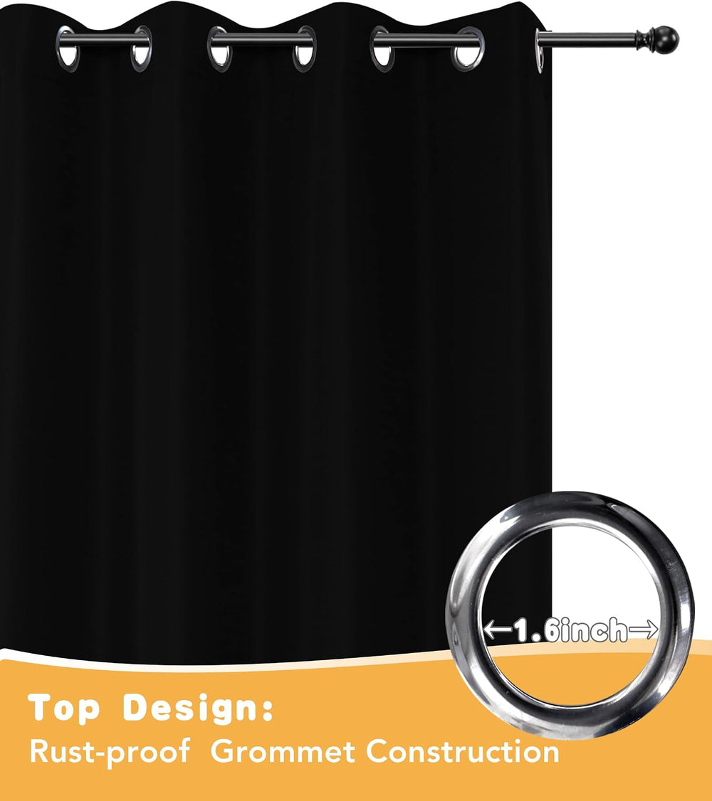 HolidayIdeas Outdoor Curtains for Patio Waterproof 4 Pcs 54x84 Inch Black