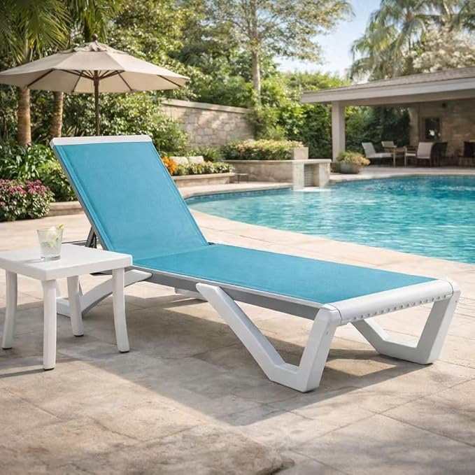 Kozyard Outdoor Chaise Lounge Chair, Full Flat Adjustable Patio Lounger with ...