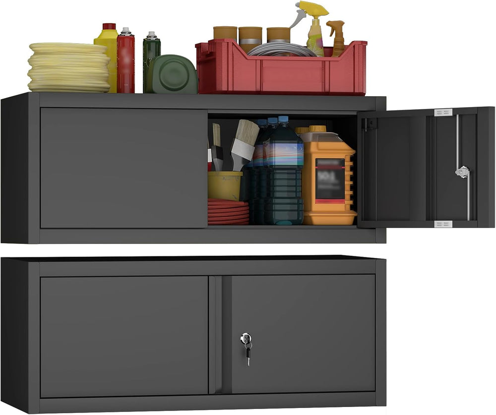 Metal Garage Wall Cabinets,13" H Garage Storage Cabinet Wall Mounted,Flo...