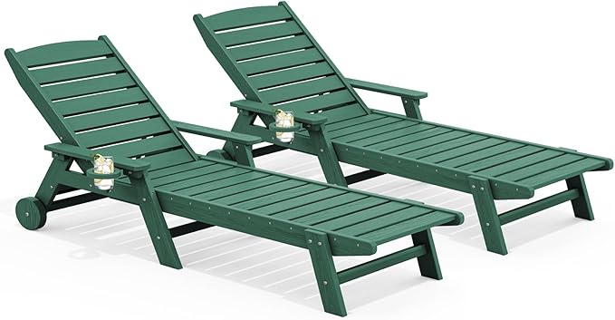 SERWALL Patio Chaise Lounge Chair Set of 2, 78'' Long 5-Positions Adj...