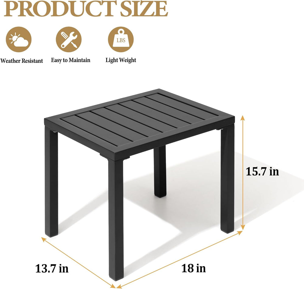 Crestlive Products Outdoor Side Table Set of 2, Aluminum Rectangular Side/End...