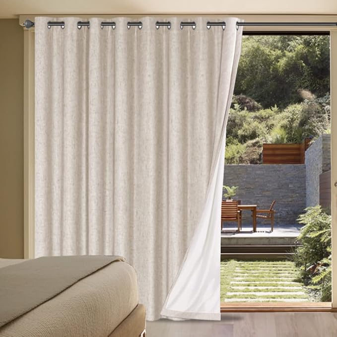 H.VERSAILTEX Linen Blackout Curtains Durable Thick Textured Linen Look 100% B...