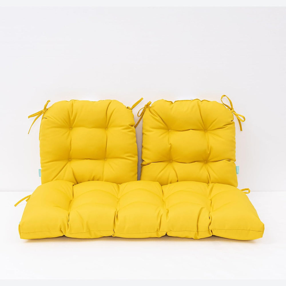QILLOWAY Outdoor Patio Cushions Set of 3, Wicker Furniture Cushions with Ties...