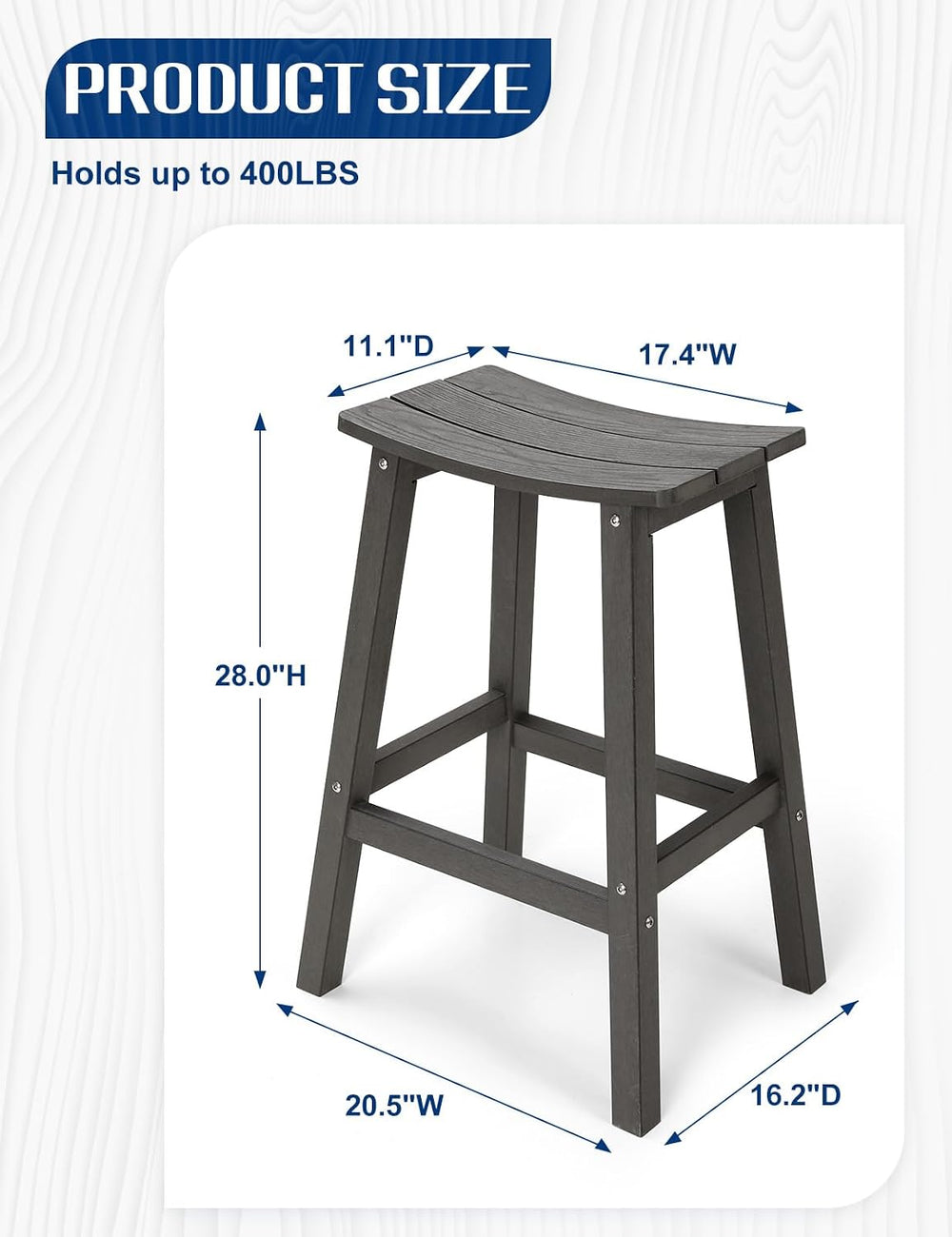 Weatherproof Bar Stools Set of 2, 28" Height Outdoor Bar Stools