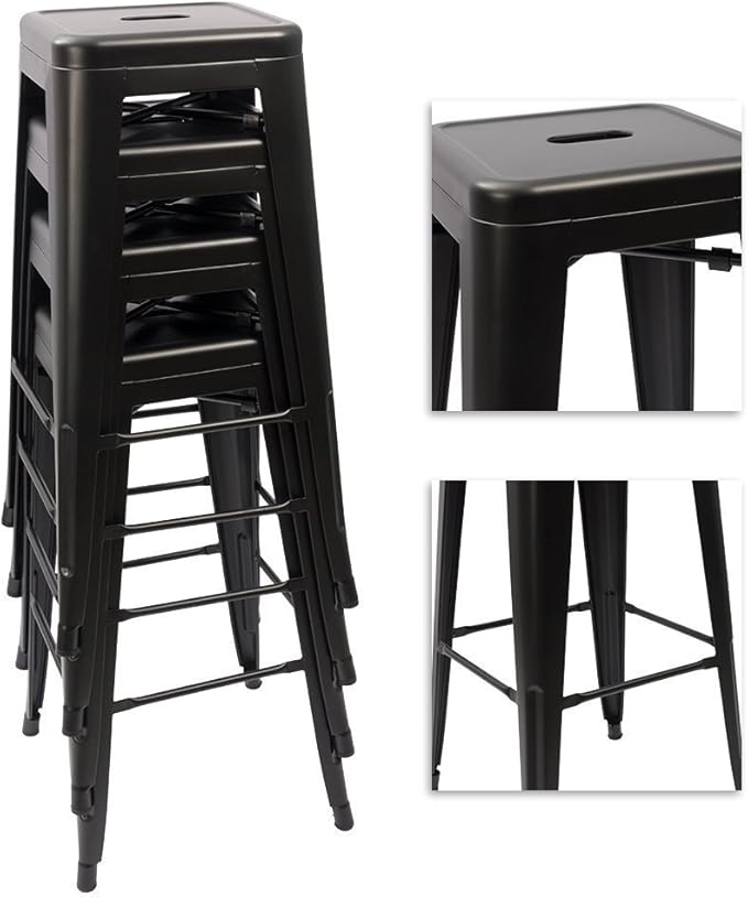 Devoko Metal Bar Stools 30" Indoor Outdoor Stackable Barstools Modern St...
