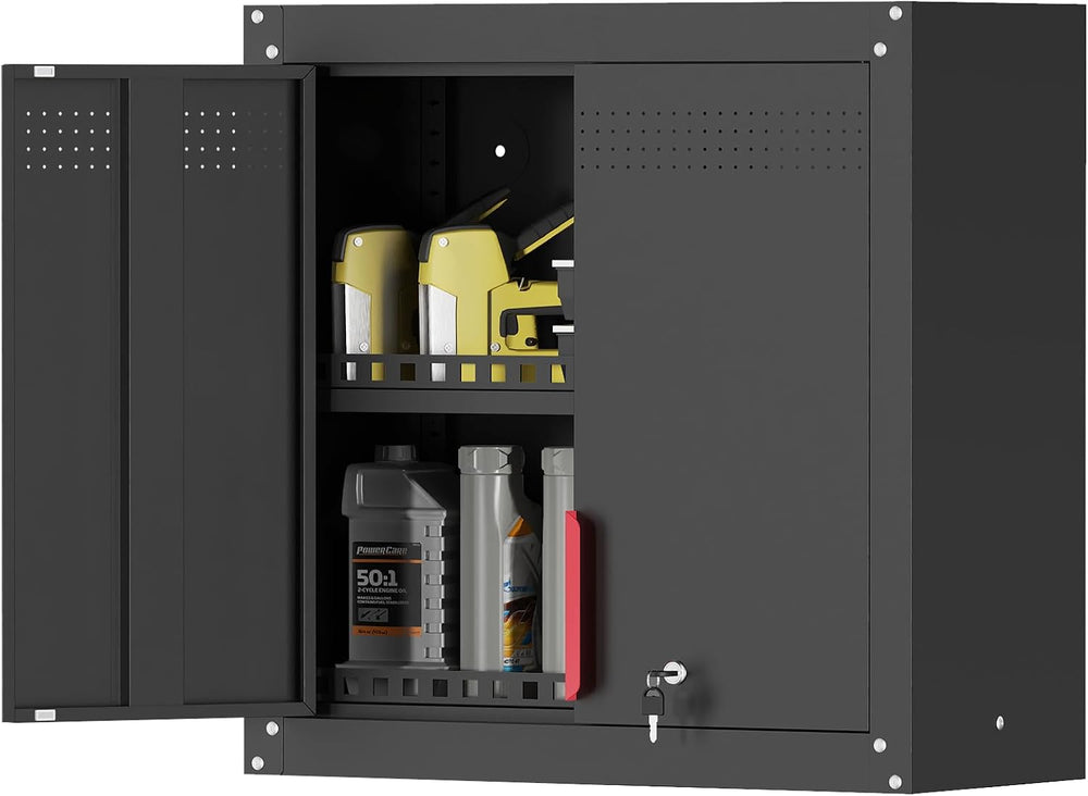 26" Metal Garage Wall Cabinet with Lockable Doors
