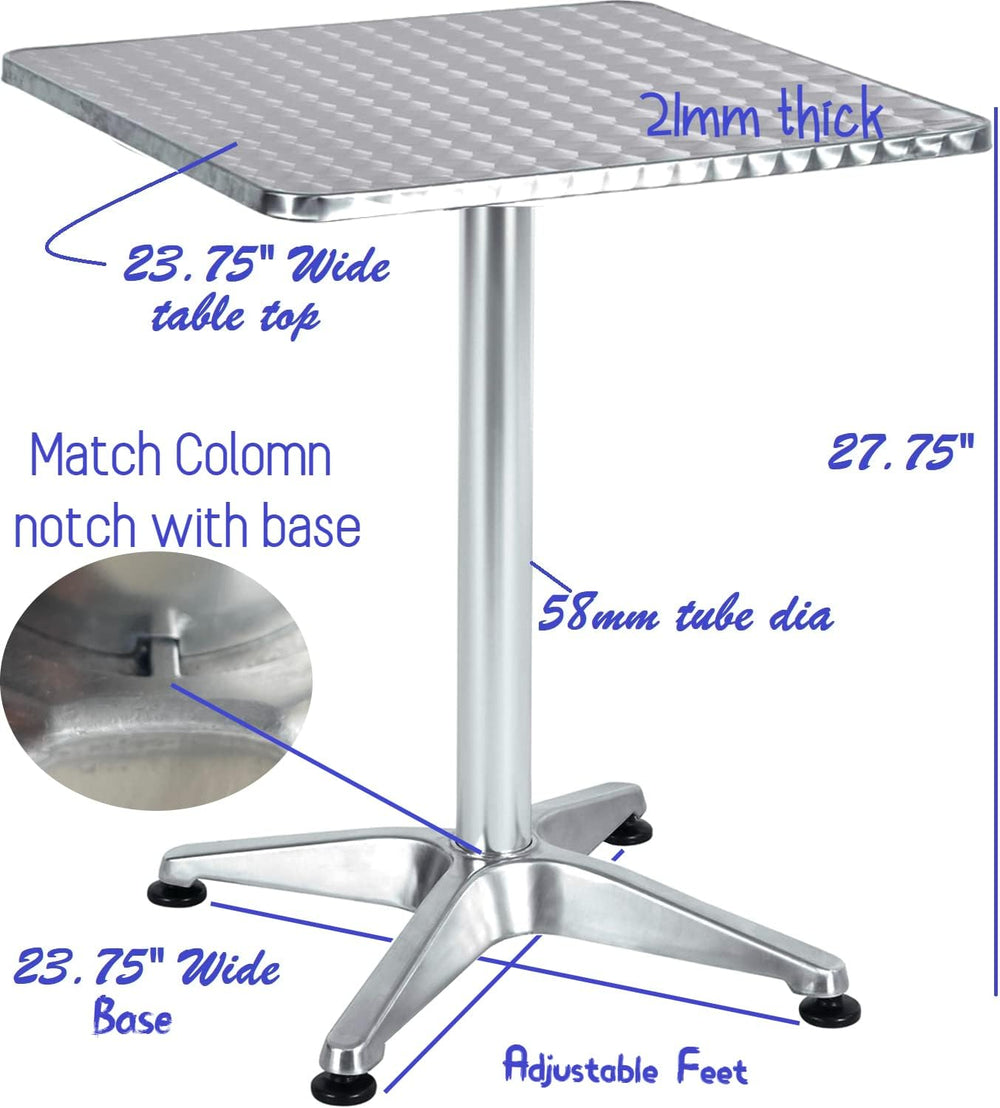 BTEXPERT Set of 2, Indoor Outdoor 23.75" Square Restaurant Table for Pat...