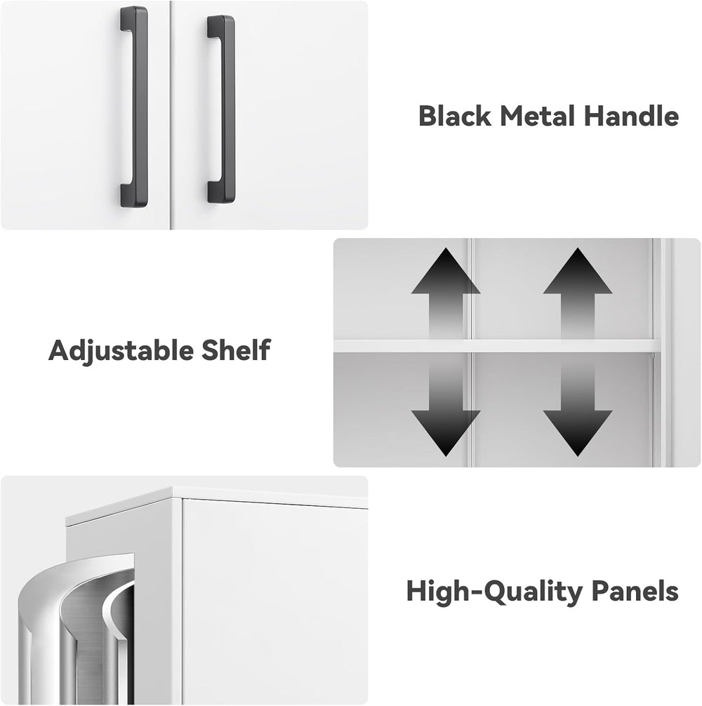 IRONFFICE Wall Cabinet,28" H Metal Storage Cabinet with Adjustable Shelf...