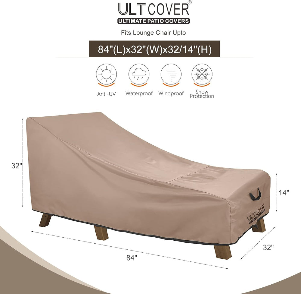 ULTCOVER Outdoor Chaise Lounge Cover 2 Pack, 84L x 32W x 32H in