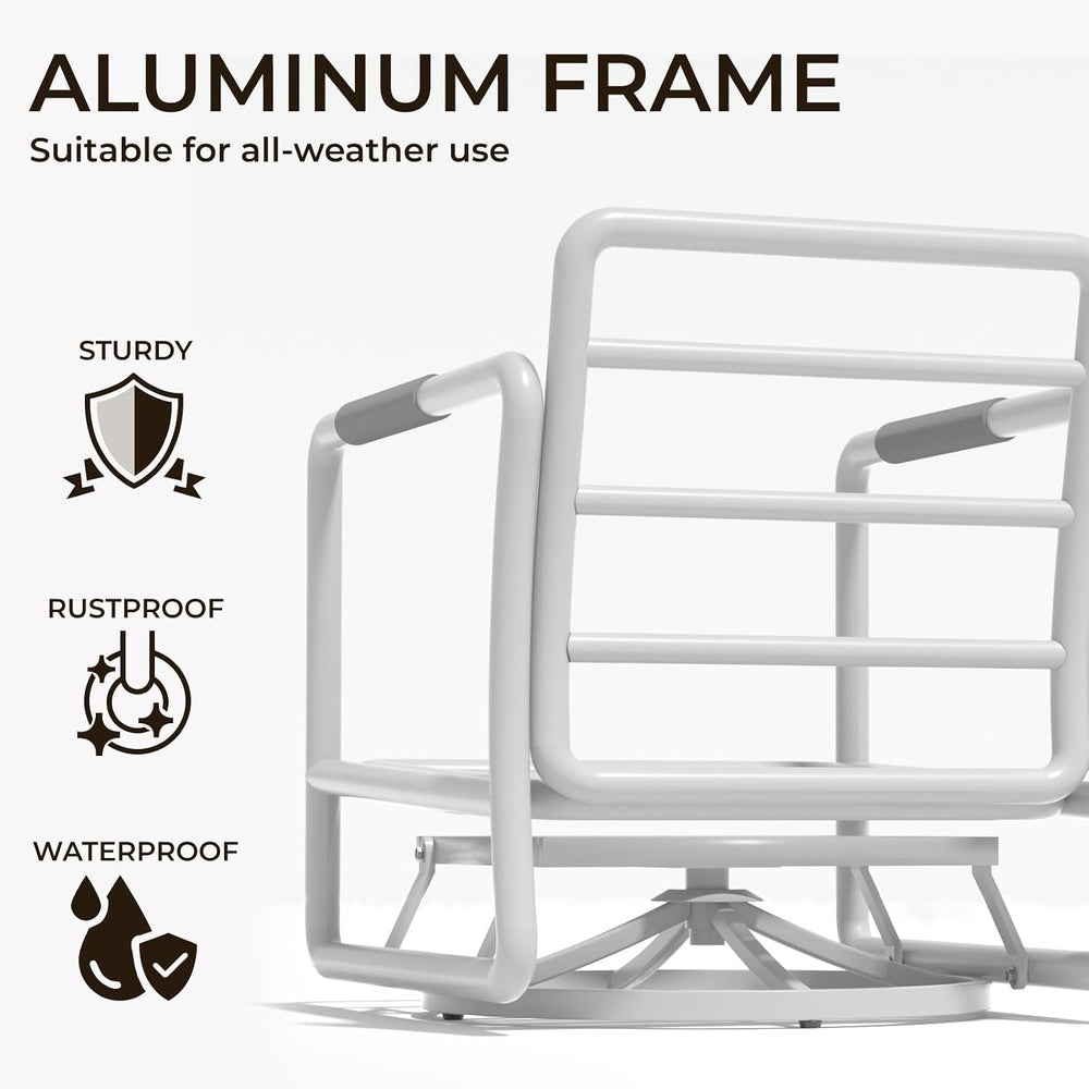 5 Piece Patio Outdoor Aluminum Swivel Rocking Chair with 6.7" Thickened ...