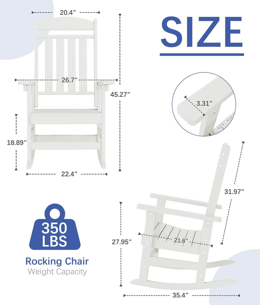 Outdoor Rocking Chair Set of 3, Oversized Rocking Chair Outdoor