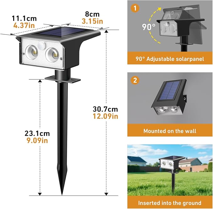 btfarm Solar Spot Lights Outdoor Waterproof, 8 Pack/3 Modes Motion Sensor Lig...