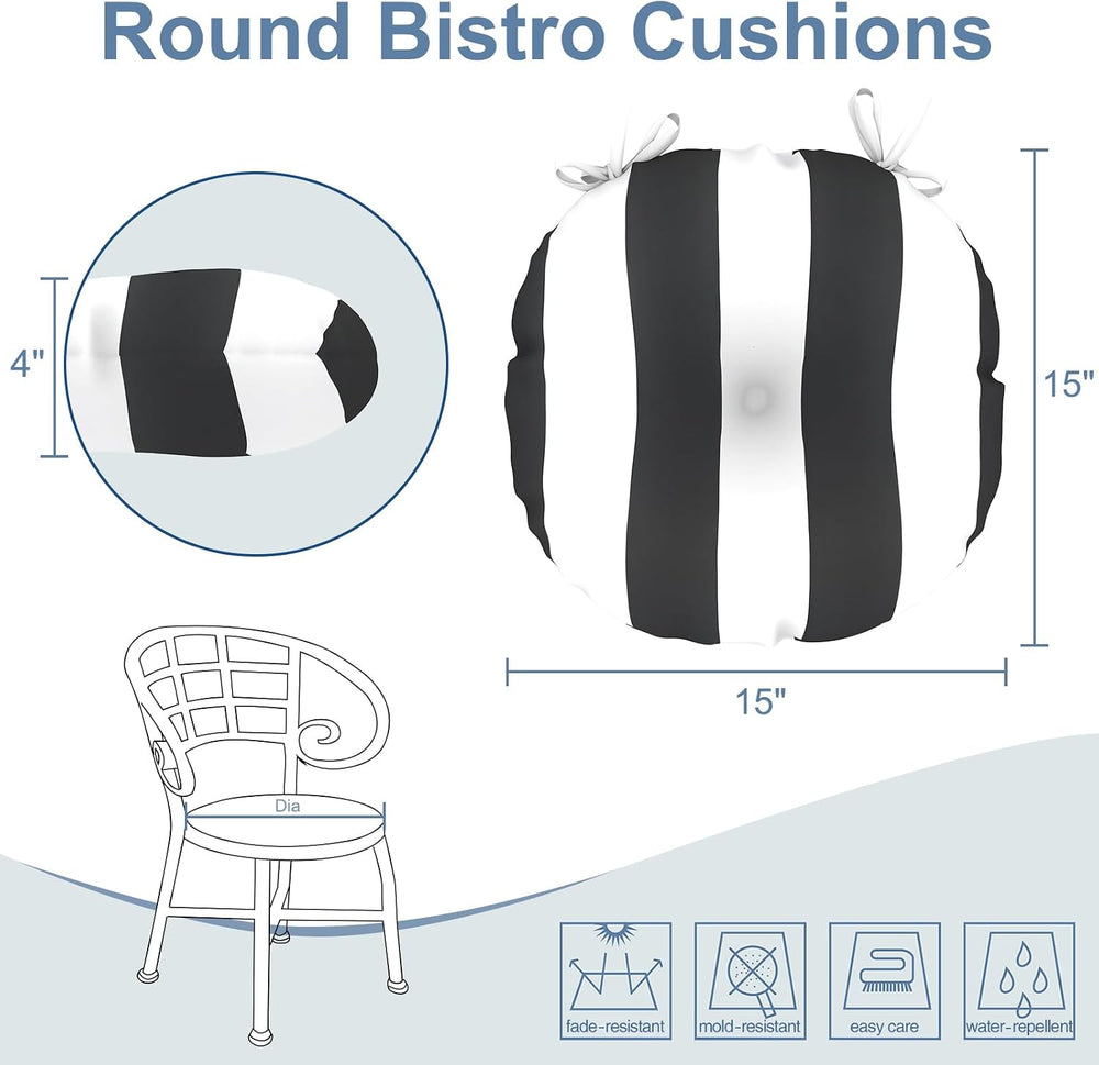 LVTXIII Outdoor Bistro Chair Cushions, 15"x15"x4" Round Patio ...