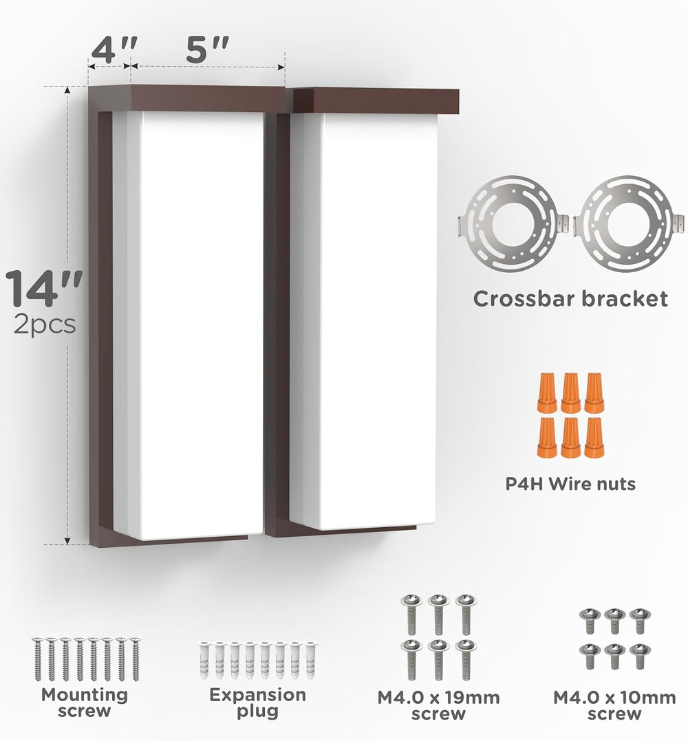 Outdoor Wall Light Sconce 14 Inch, IP66 Waterproof, 2640LM Brightness, 3CCT