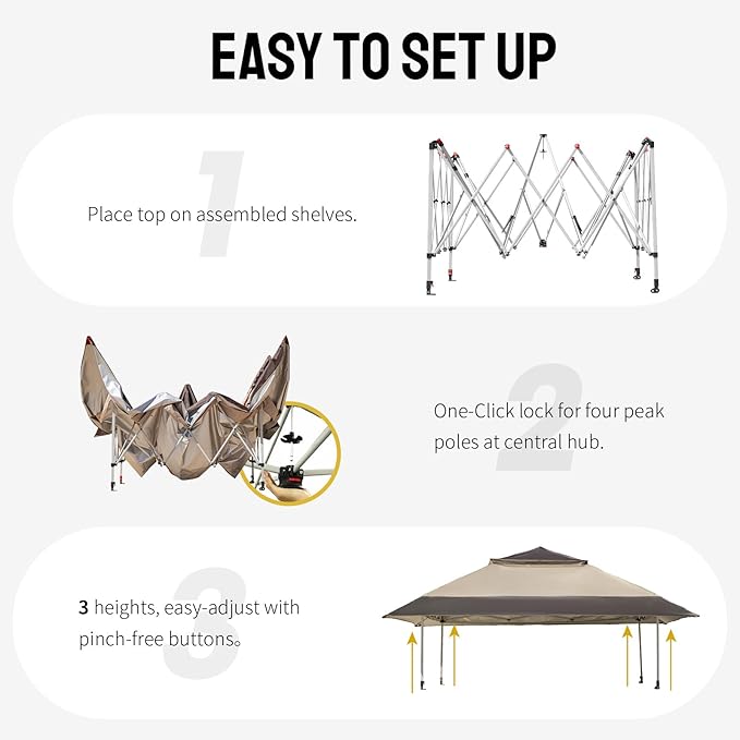 CROWN SHADES 11x11 Pop Up Gazebo, Patented One Push Outoor Canopy Tent with W...