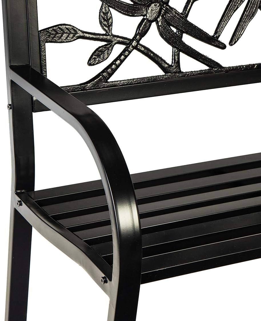 Plow & Hearth Evergreen Garden Weatherproof Dragonfly Outdoor Bench | Hol...
