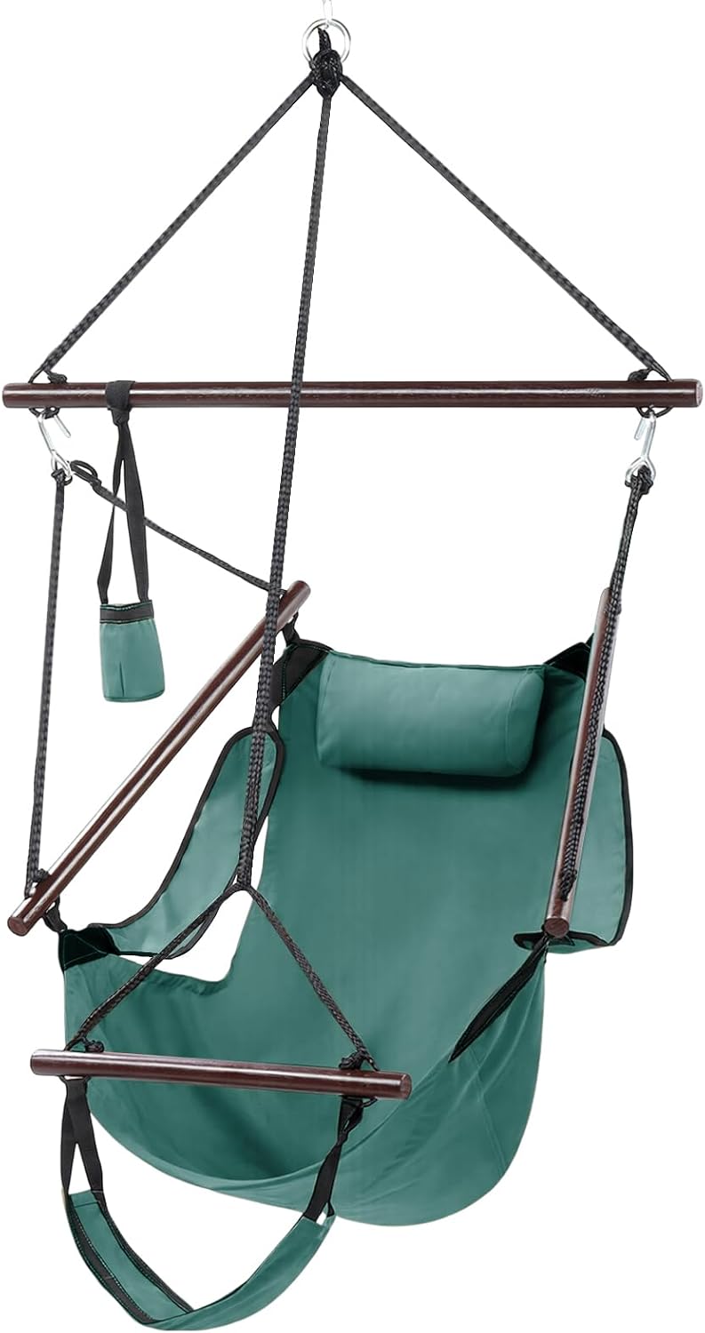 Upgraded Unique Hammock Hanging Sky Chair, Air Deluxe Swing Seat with Rope (G...