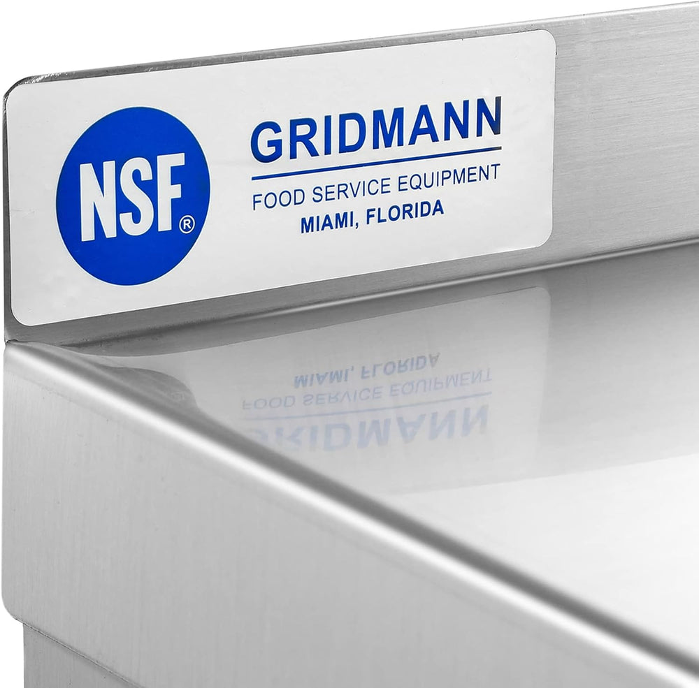 GRIDMANN 12" x 24" Stainless Steel Wall Mount Shelf with Backsplash...