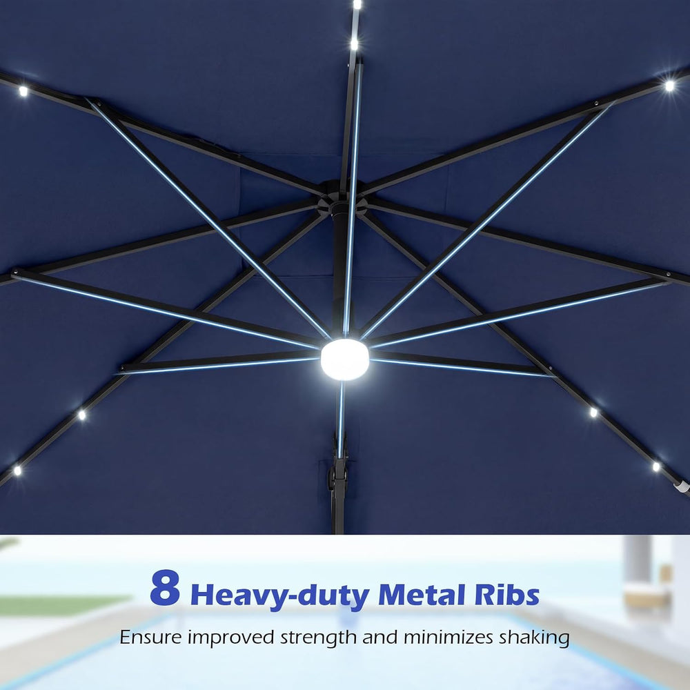 Tangkula 10ft Patio Umbrella with Solar Lights, Offset Cantilever Outdoor Umb...